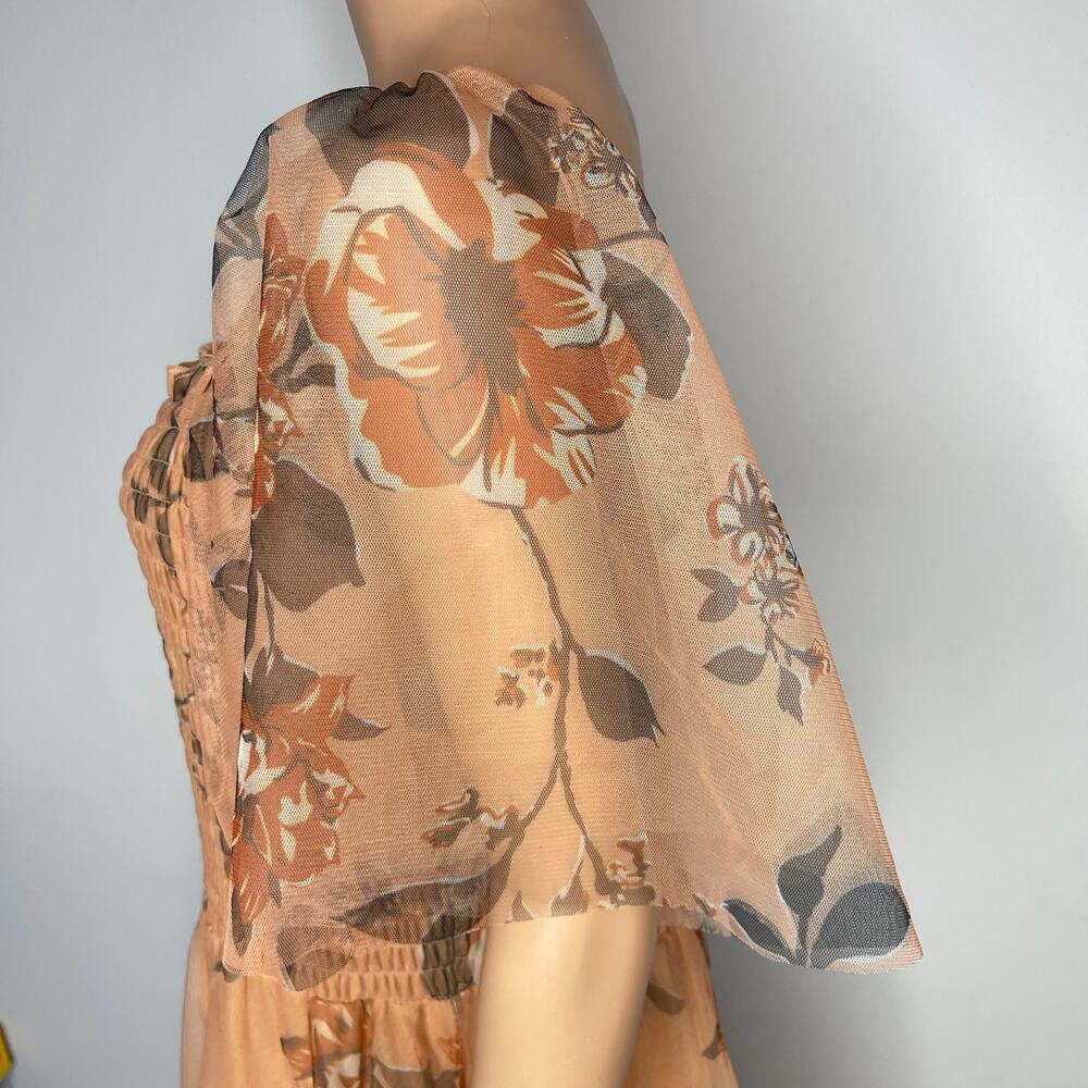 Baltic Born Tivolli Tulle Maxi Dress size 2X copper floral sheer wedding guest - Picture 10 of 11